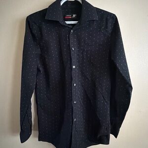 JF J.Ferrar Black Patterned Men's Shirt